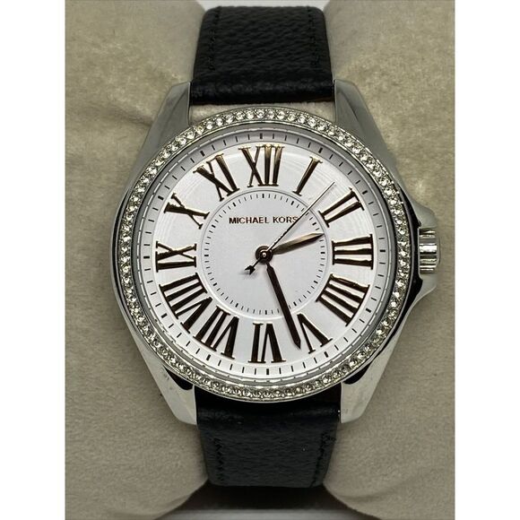 Michael Kors Kacie MK3567 Women's Black Leather Analog Dial Quartz Watch EY424 - Picture 2 of 12